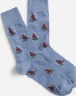 J CREW men's SKIING BEAR trouser socks - seashore blue - One Size