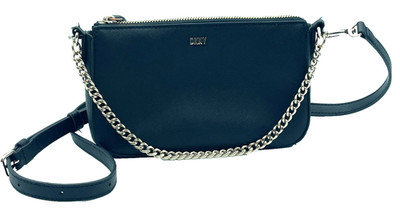 DKNY black crossbody bag purse gold-tone chain zipper top bryant park