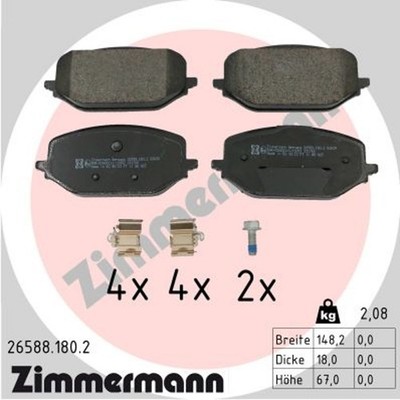 ZIMMERMANN Bremsbelagsatz Scheibenbremse 26588.180.2 für OPEL A18 P1UO ASTRA OV5