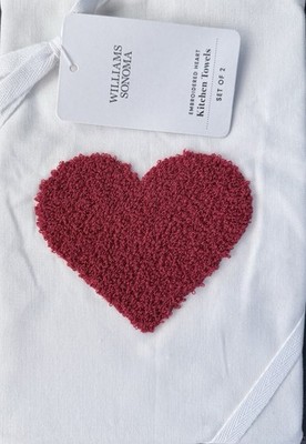 Williams-Sonoma Heart Embroidered Towels Set/2