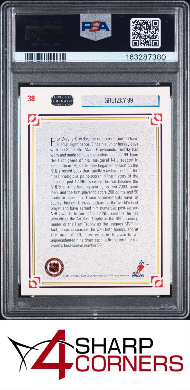 1991 UPPER DECK #38 WAYNE GRETZKY HOF PSA 9 view 2