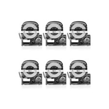 6PK Compatible with EPSON K-Sun 218BW 218BWPX 18mm Tape Black on White Label