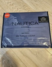 NIP Nautica Home King-size Sheet Set 100 Cotton Sateen 300 Thread Count Blue