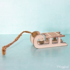 Miniatur Holz Schlitten Puppenhaus Wichtel Puppenstube Winter Zubehör Deko