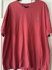Polo Ralph Lauren V Neck T Shirt Tee Mens 2XB XXL Red Short Sleeve Pony Classic