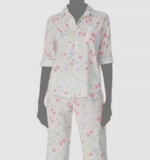 Ralph Lauren Women's White Logo Floral Print Woven Lawn Pajama Shirt Size S