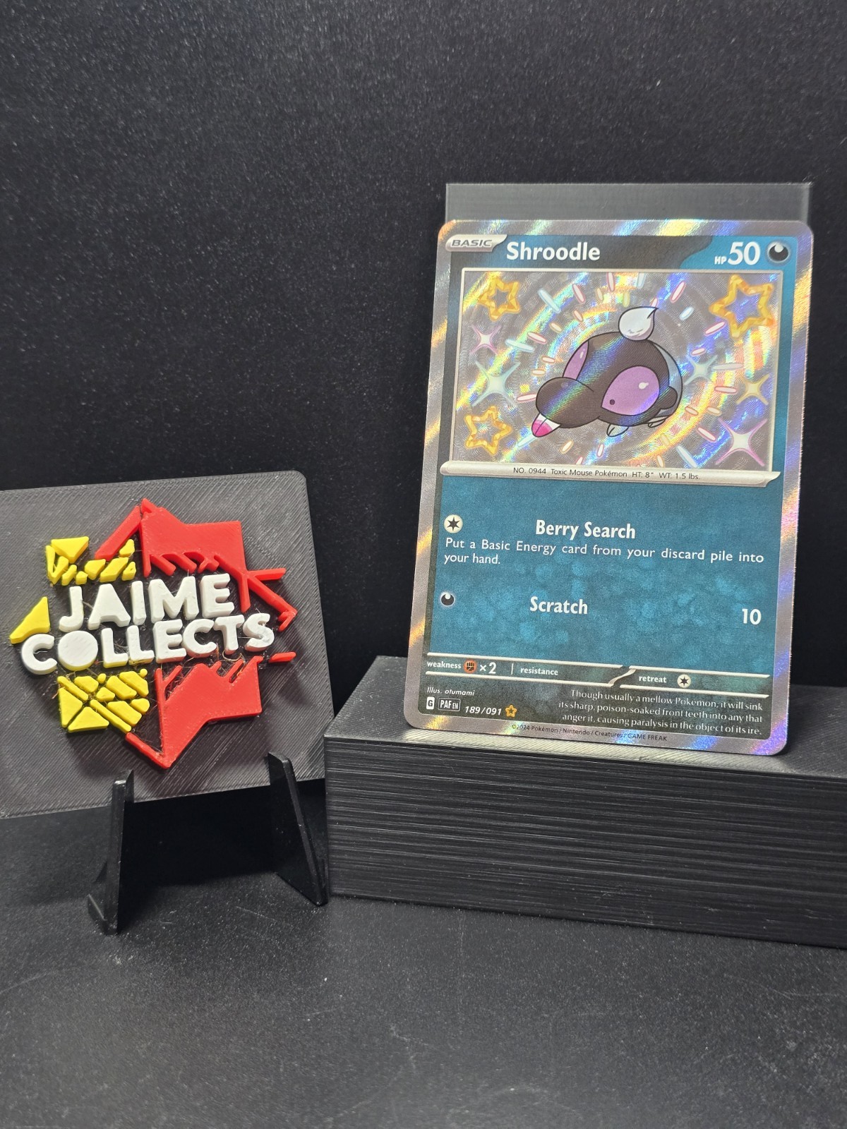 Shroodle Pokemon SV Paldean Fates 189/091 Baby Shiny Rare Holo Near Mint
