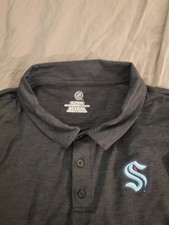 Seattle Kraken NHL Mens 3xl Gray Golf Polo Stretch Short Sleeve