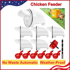 Chicken Feeder No Waste Automatic Poultry Feeder Ports Kit And Waterer Set White