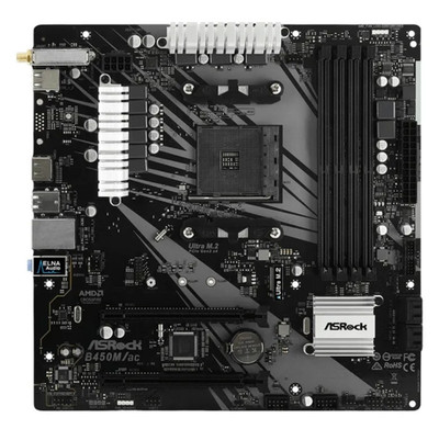 ASRock B450M/ac AM4 MicroATX DDR4 4-DIMM HDMI M.2 Gaming Motherboard