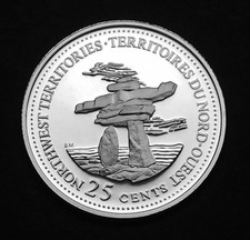 1992 Canadian NW Territories Queen Elizabeth II Proof Silver 25 Cent Coin