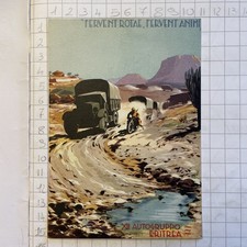 Cartolina Collezione Coloniale A.O. 12 Auto gruppo Eritrea Disegno Ferrari