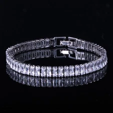 CWWZircons Cubic Zirconia Silver Tennis Bracelet for Women Silver Plated Jewelry