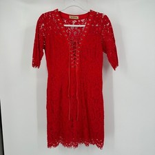Womens Coquette Lace Dress Size M Edgy Bold Sheer Lace Romantic Party Night Out
