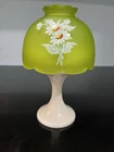 VTG Westmoreland Frosted Green/White Milk Glass Base Fairy Light Lamp UV Glow,