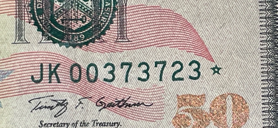 2009 Repeater Star Fifty Dollar Fancy Number 00373723* - Image 2 of 4