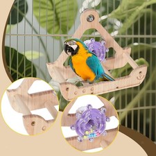 Bird Perch Toy Intelligence Puzzle Wooden Exercise Wheel Swaying Interactive