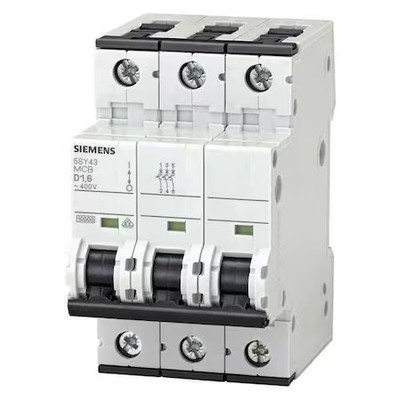 Siemens 5Sy43607 Circuit Breaker, 5Sy4 Series, 60A, 3 Pole, 400V Ac, 10Ka At