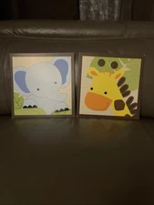 Bedtime Originals Jungle Theme Nursery Frames Set Of 2 . Used