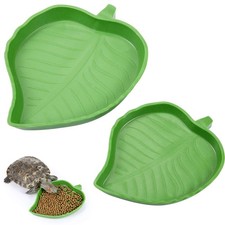 2 Pieces Leaf Reptile Food Water Bowl Plate Turtle Feeding Dishes for Tortoise