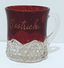 Antique Ruby Red Flash Glass Souvenir Mug, #8