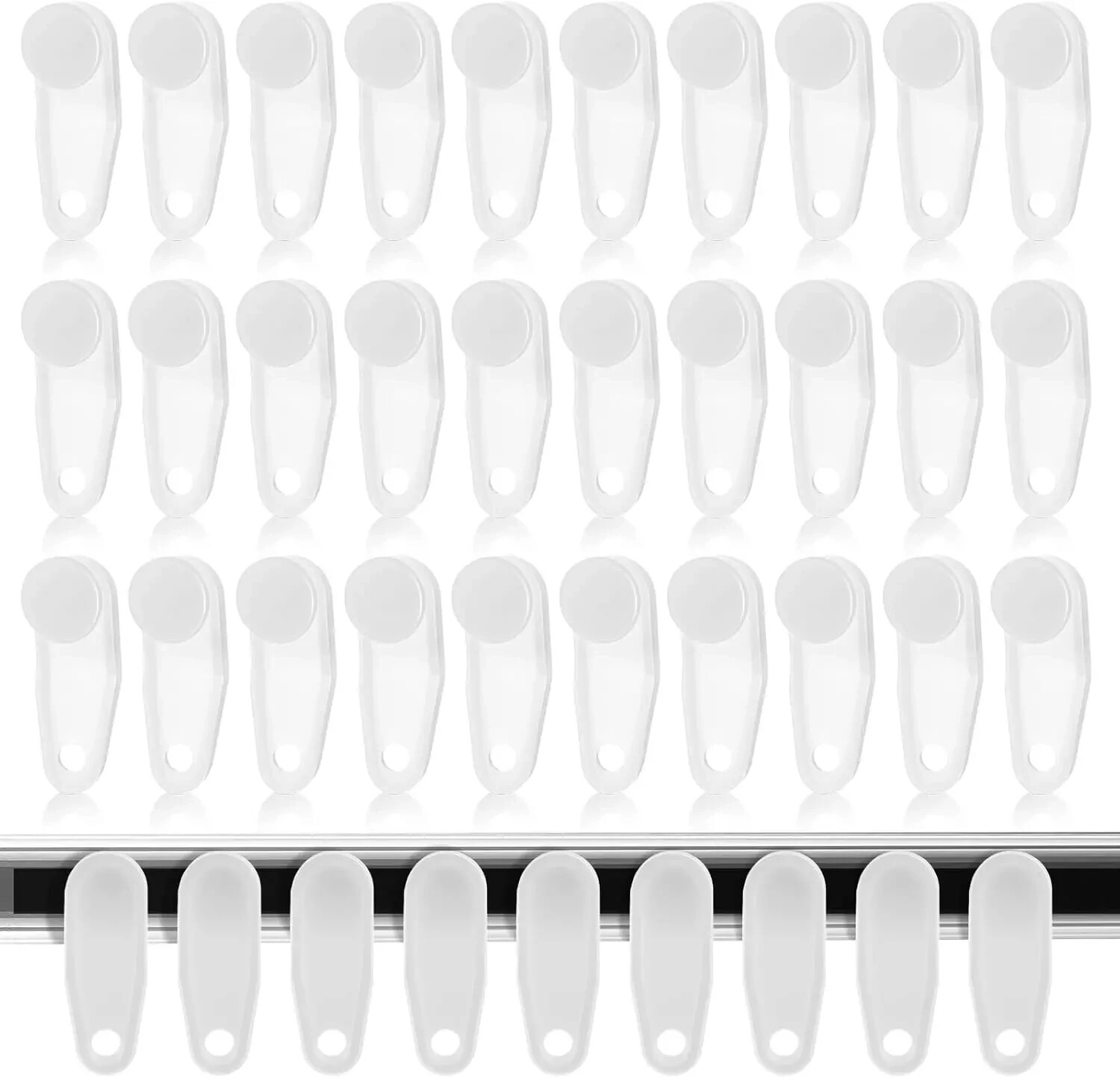 50 PCS Curtain Track Gliders White Traverse Rod Slides Replacement Plastic Snap-