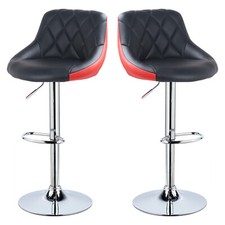 2x Breakfast Bar Stools Gas Lift Swivel Stools with PU Leather Padded Cafe Pub