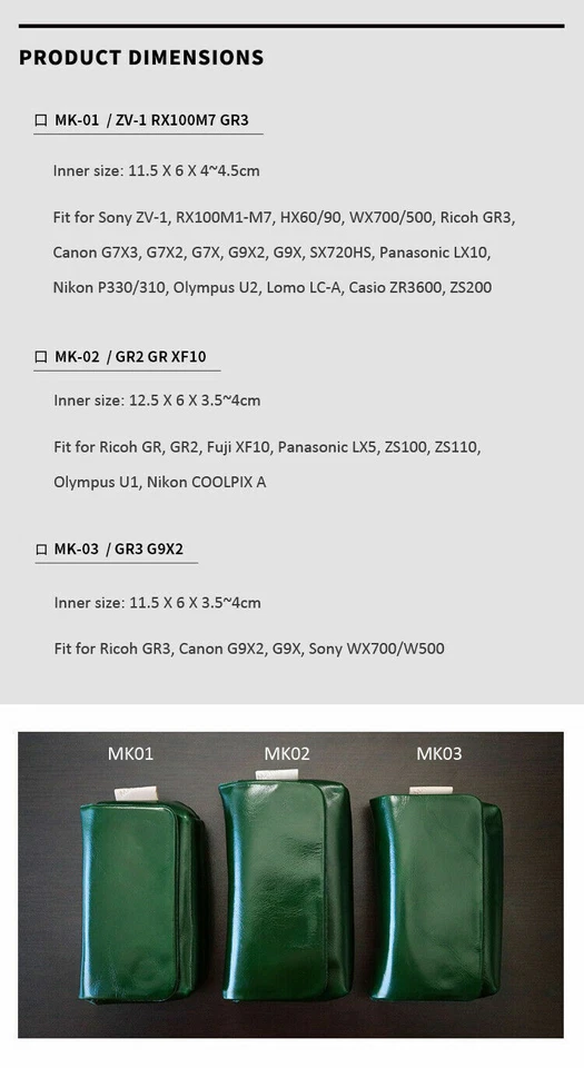 Leather Camera Bag Pouch For Sony RX100 M2 M3 M4 M5 Rioch GR GR2 G7X G9X LX5 X07 - Image 2 of 4