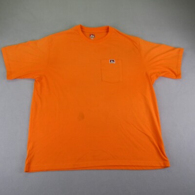 Ben Davis Shirt Mens 2XL XXL Orange Green Hi Vis Utility Workwear
