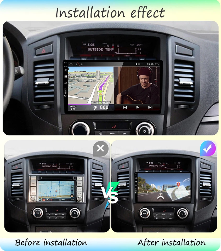 Radio estéreo de coche Carplay para Mitsubishi Montero Pajero 2006-2017 Android 14 32 GB Foto 2 de 4