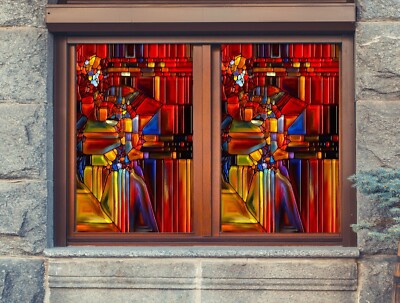 3D Roter Block C201 Fenster Film Drucken Aufkleber Haftendes Buntglas UV Sinsin