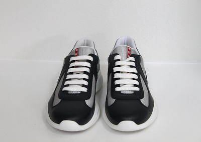sz 10 / 9 UK PRADA America's Cup Blue Leather Soft Bike Low Top