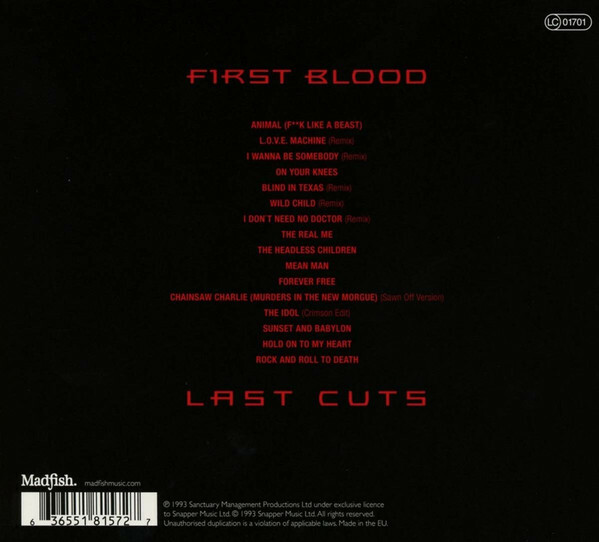 WASP - First Blood Last Cuts CD - BEST OF / Greatest Hits W.A.S.P.