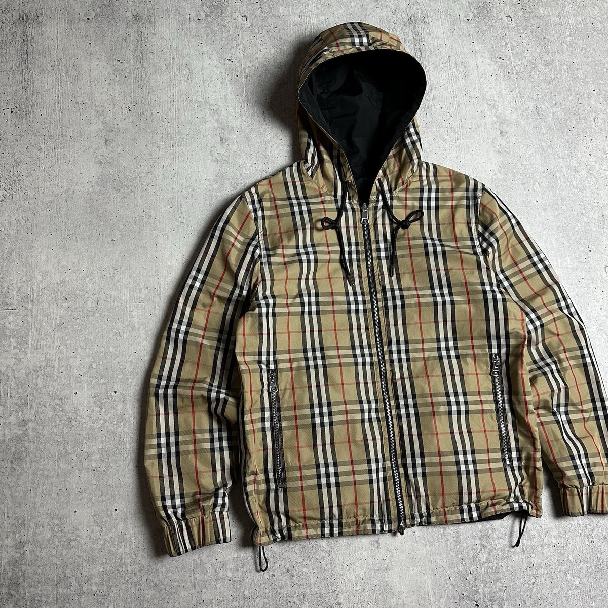 Burberry London England Windbreaker Jacket Reversible Plaid
