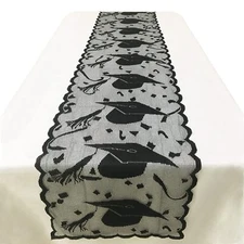 Graduation Table Runner 72 Inch - Lace Grad Cap Table Runner for Graduation P...