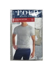 Polo Ralph Lauren Men's Ivory-Beige-Gray Stretch Cotton Slim Fit Crew 3 Pack