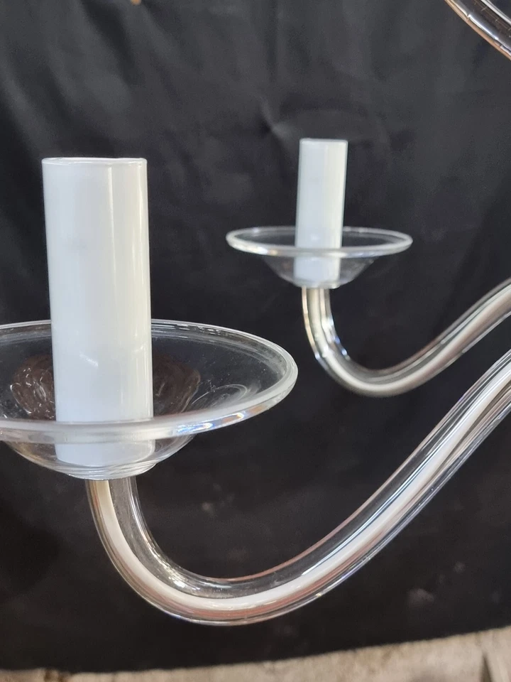 Lampadario Murano La Murrina 6 luci cristallo trasparente e cromo vetro Boemia - Immagine 4 di 4