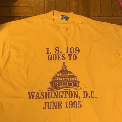 VTG 1995 IS 109 Goes to Washington Yellow T-Shirt 2XL Queens New York Stitch NY