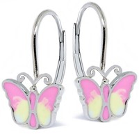MäDchen Schmetterling Brisur Ohrringe 925 Sterling Silber Kinder Ohrstecker