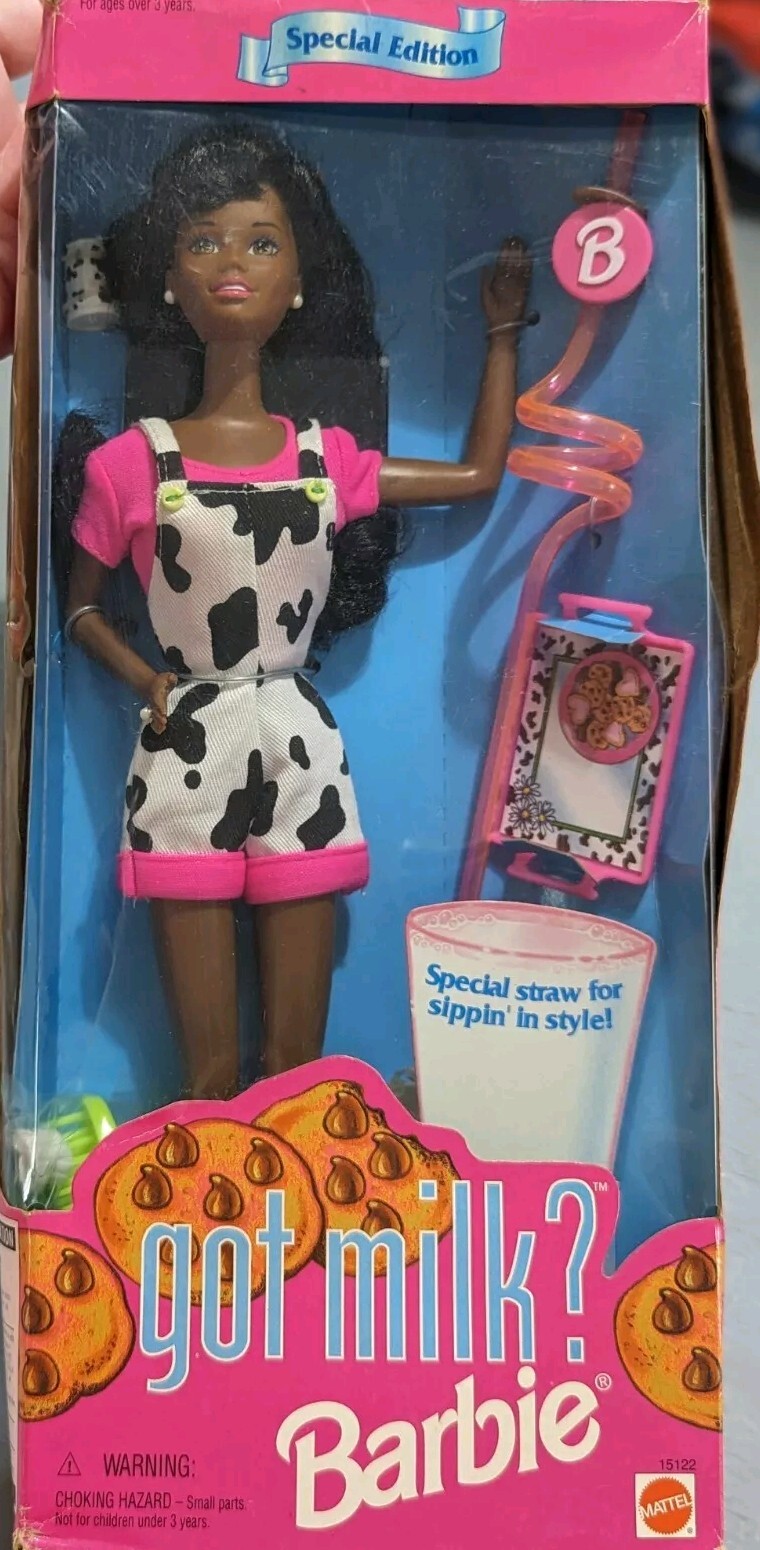 NEW 1995 Barbie Got Milk? Special Edition Doll W/ Pink Straw Mattel #15122