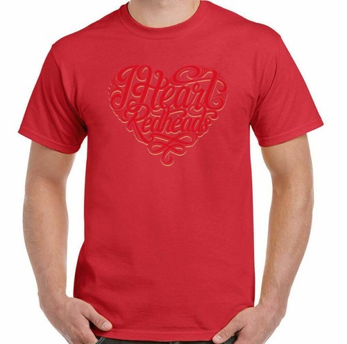 Rojo Cabezas Camiseta Jengibre Corazón Hombre Divertido San Valentín Amor Pelo - Imagen 10 de 20