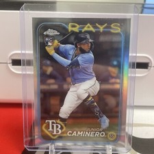 JUNIOR CAMINERO 2024 TOPPS CHROME ROOKIE REFRACTOR RAYS RC Q1856