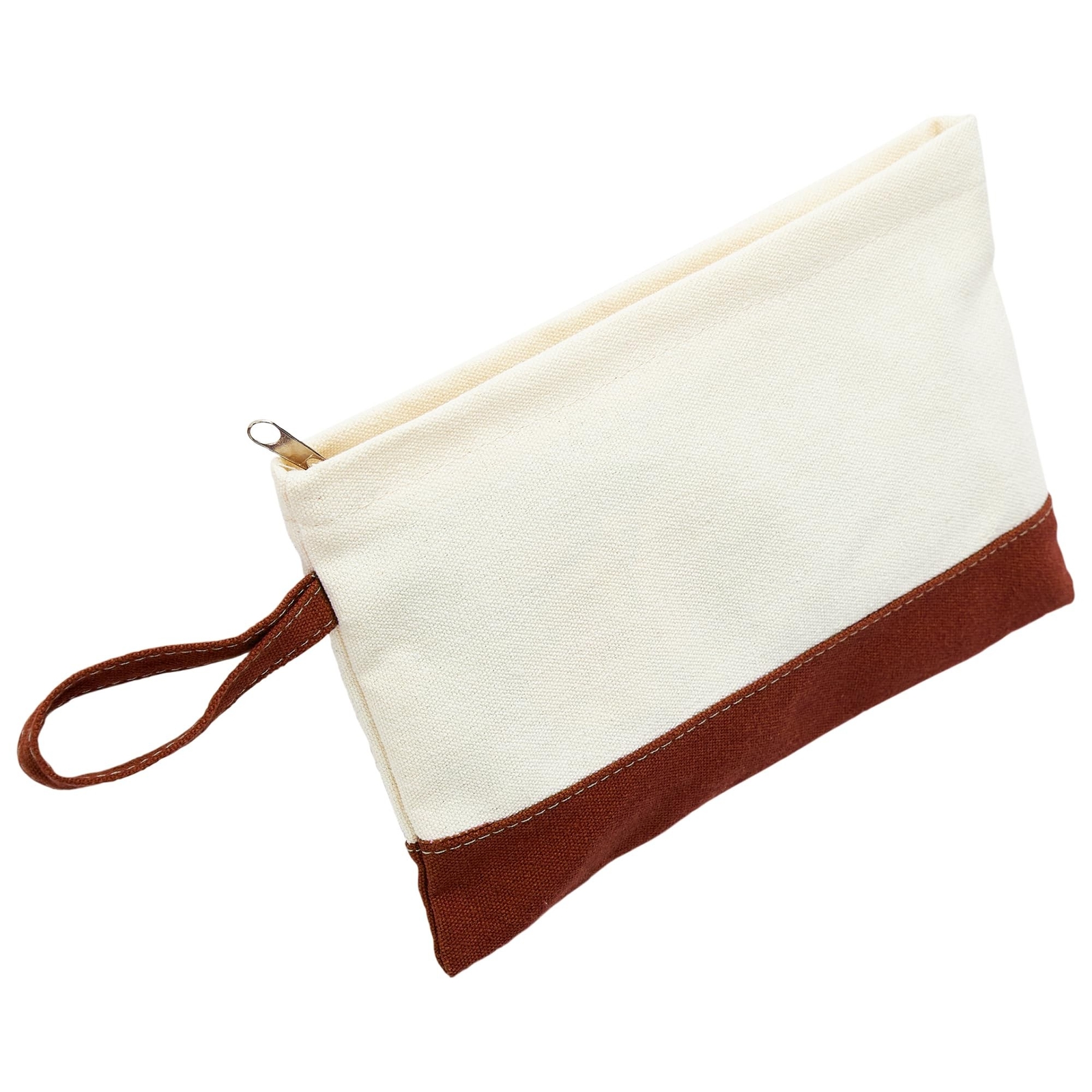 HIFA Canvas Makeup Bag, Travel Makeup Bag - Two-Tone, Top Zipper Closure, Loo...