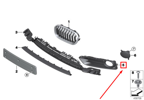 NEU BMW 1 F21 RECHTS GITTER TEILWEISE GESCHLOSSEN 51117383760 7383760 2015 - Bild 2 von 5