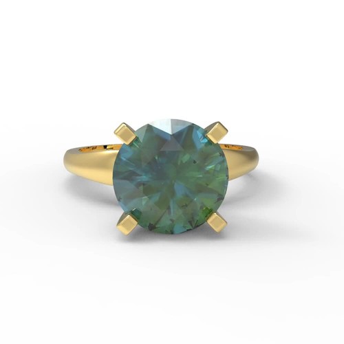 2.5Ct Round Cut Blue Moissanite Solitaire Engagement Ring, 14K Yellow Gold - Video 1 of 1
