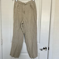 Talbots Size 6 Straight Leg 100 Irish Linen Beige Trouser Pants Lined W/ Pocket