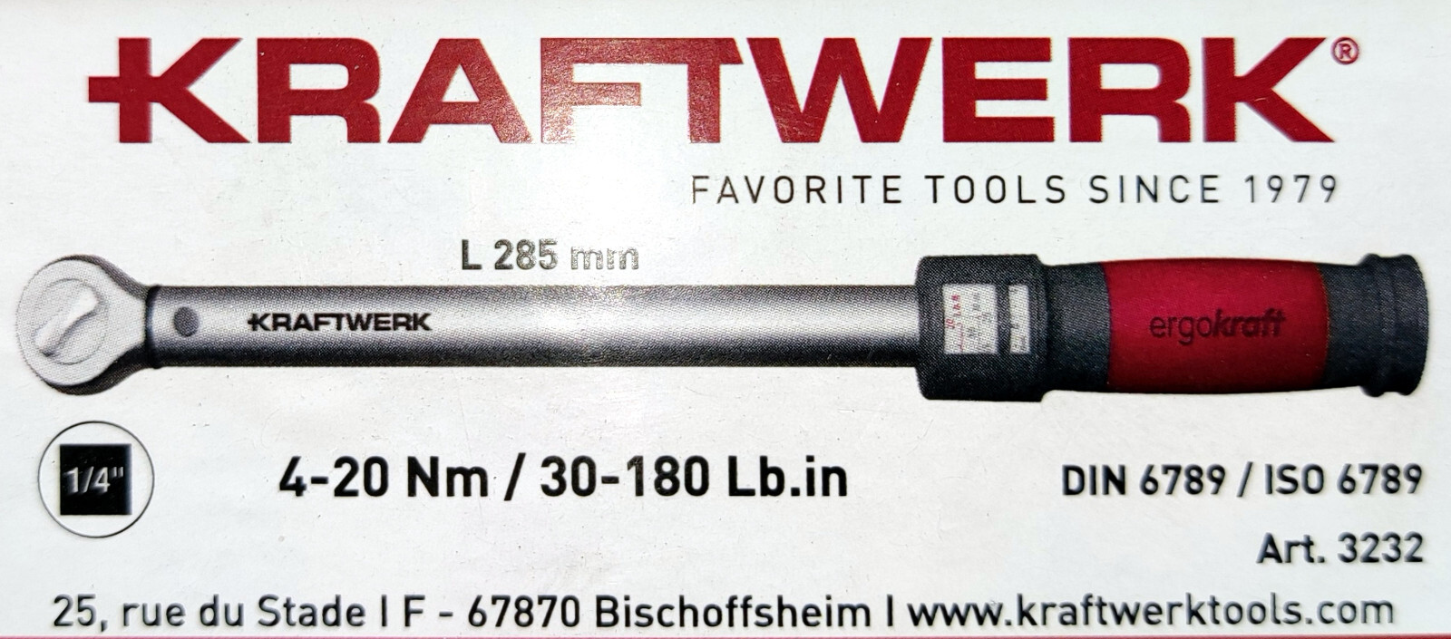 Chiave dinamometrica Kraftwerk Clicker Reversibile 1/4" Nm 4-20 NUOVA