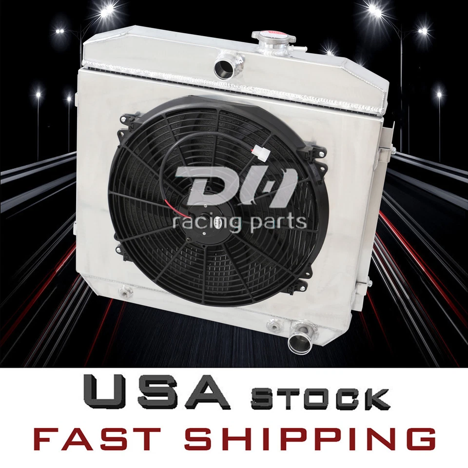 Ventilador de cubierta de radiador de 3 filas apto para Chevy Bel-Air/Del Ray/Nomad 1955-1957 4,6 L V8 #5057 Foto 2 de 4