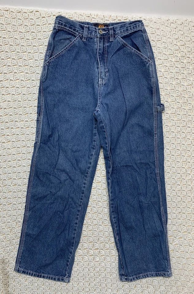 Pantalones de mezclilla vintage Route 66 Carpenter para mujer talla 7/8 azul tiro alto W25 L28 Foto 4 de 4