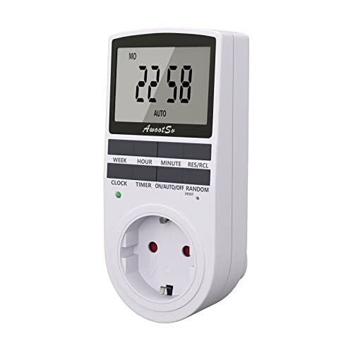Awootsv Timer digitale con display LCD, 24 ore/settimana, con timer (u6q)